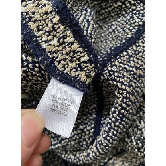 St. John Blazer Jacket Tweed Wool Blend Size 8 Navy Blue White Beige St - Picture 10 of 11